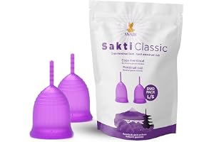 Snadi - Sakti Classic Menstrual Cup - 2 pack med silikonåteranvändbara menstruationskopar, storlekar L och S. Lätt att sätta på och ta av.