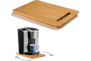 Kssiaz Bamboo Appliance Slider, 360° Rotation Sliding Tray for Coffee Maker, Slider for Counter Heavy Kitchen Appliances, Appliance Rolling Tray with Wheels, Slides Easily from Countertop, 9.5" x 14"