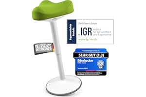 Vina Home® SH-01 Bürohocker Ergonomisch [IGR Zertifiziert] | Sitzhocker ergonomisch höhenverstellbar [58-83cm]| Ergonomischer Hocker für Arbeit & Freizeit | Schwingeffekt [rutschfest] (Grün)