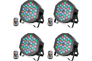 U`KING UKing 4PCS RGB Foco Par LED Bateria, 72W Luces Escenario LED Recargable con Control Remoto y Modo Activado Sonido, Luz Fiesta Discoteca Exterior para DJ Boda Cumpleaños Halloween Navidad