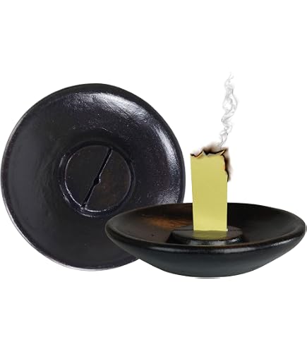 Piattino Bruciatore A Spirale Per Carta D'Eritrea E Incenso, In Legno Nero Con Spirale Metallica Rimovibile, Raccoglicenere