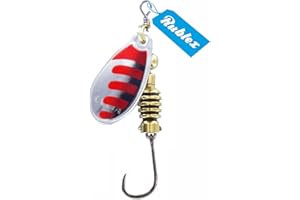 Rublex - Pack de 5 Cucharillas de Pesca Celta-3 ARN | Cebo Artificial de Pesca con Anzuelo Simple sin Muerte Fácilmente Intercambiable con Sistema Quita-Vueltas, Color Plata Rojo Negro, 5gr