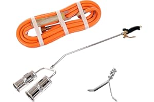 TC TECHNIC Double Nozzle BLOWTORCH, 1 Metre Length, 5 m Hose, Propane Butane, 11 kg, 60 mm Nozzle Inner Diameter, Flame Regulation