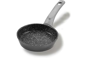 STONELINE GOURMUNDO Padella 14 cm, Padella Antiaderente Mini Piccola Padella per Uova, Rivestimento Antiaderente con Vere Particelle di Pietra, a Induzione, Tutti i Piani Cottura