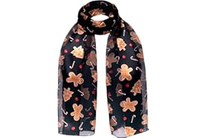 Basic Sense Christmas Scarf for Women, Festive Xmas Scarves with Santa, Snowman & Reindeer Prints