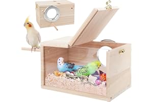 RANYPET Budgie Nesting Box Transparent Design, Bird Nest Breeding Box with Perch Wood Bird Cage House for Lovebirds Budgies Finch
