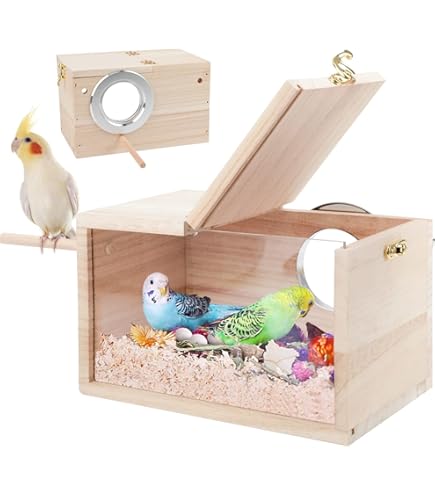 VTurboWay Rattan Vogelnest Mit Doppeleingang – 17x14x17 Cm, Für Papageien, Wellensittiche, Kanarienvögel