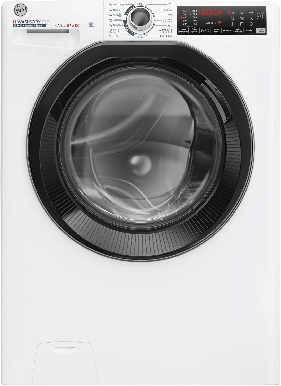 Hoover H-WASH&DRY 350 Freestanding Washer Dryer, 8 Kg Wash + 6 Kg Dry, 1400 RPM, Combined Cycle Class D, Wi-Fi & Bluetooth, Auto Care & Steam Care Pro, White, 60x54x85 cm - H3DPS4866TAMB-80