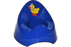 alles-meine.de GmbH Töpfchen/Nachttopf - groß - mit großer Lehne + Spritzschutz - blau Ente - Babytöpfchen/Kindertopf/Lerntöpfchen - Toilettentrainer Klositz WC Sitz Toilet..