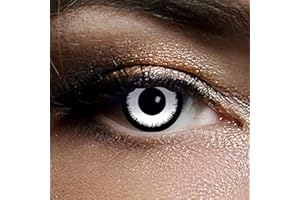 KING OF HALLOWEEN.DE Lentilles de contact Angelic 3 mois Lentilles de contact Halloween Maquillage zombie, vampire Maquillage Halloween Halloween Blanche - sans correction