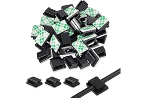 HEIZHU 50 Pack Electrical Car Wire Clips, Self Adhesive Cable Clips Self Adhesive, Dash Cam Cable Clips, Stick on Cable Clips for Car, Office and Home (13 x 10 mm, Black)