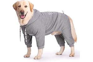 YEAPEETO Dog Hoodies Winter Coat for Large Medium Dogs, Pullover 4 Legs Dog Warm Coat Hooded Sweatshirt, Dog Fleece Hoodie Coat for Winter Cold Weather (6X-Large, Grey)