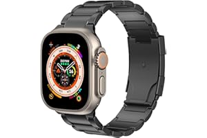 MoKo Titan Armband Kompatibel mit Apple Watch Ultra2 49mm 46mm 45mm 44mm 42mm,Metall Ersatzarmband Uhrenarmband mit Doppeldruckknopfschließe für iWatch Ultra SE2 SE Series 10 9 8 7 6 5 4 3 2 1,Schwarz