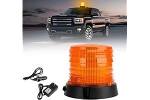 JMEST LEAD Amber LED Strobe Beacon for Trucks - Rechargeable 24-LED Recovery Roof Light With 17 Flash Modes, Emergency Warning Magnetic Mount for Van Vehicles