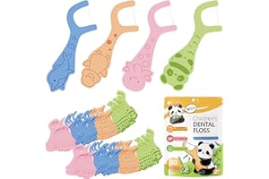 SIMSKY 80 Fil Dentaire pour Enfants, Fil Dentaire pour Les Espaces étroits Manche de Girafe en, Bâtonnets Dentaires pour Nettoyer Les Espaces Interdentaires, Nettoyage Efficace des Dents et des Gencives