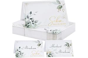 BETESSIN 50 Stück Tischkarten mit Elegantes Design Schön dass du da bist Tischdekoration Namenskarten zum Beschriften Platzkarten für Hochzeit Geburtstag Konfirmation Kommunion Taufe Feier usw.
