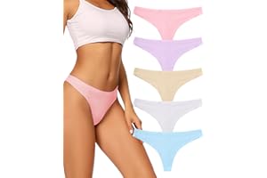 Voenxe Stringi Majtki Damskie Bezszwowe,Damska Bielizna Figi Wielopak,Seamless Women Underwear Thong Panties,Bezszwowa Brazylijskie Z Mikrofibry Wielopak Dla Kobiet,OddychająCe,RozciąGliwe,5 Sztuk