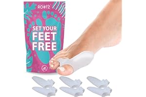 BACK TO ROOTZ 6x Hallux-Valgus-Schiene, Abstandshalter für Hallux Valgus, mit weichem und heilendem Silikonschutz für den Ballen. 3 Paare/6 Stück, Farbe Weiß