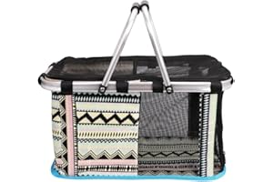 ITODA Haustier Korb Tragetasche für Haustiere Hund Katze Tasche Haustier-Träger mit weichen Seitenteile Reißverschluss Kunststoff-Bodenplatte Aluminiumlegierung Material Perfekt für Reisen Blau