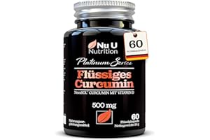 ‎NU U NUTRITION NovaSOL® Kurkuma 500mg Flüssigextrakt mit Vitamin D - 185x Höhere Bioverfügbarkeit - 60 Vegetarische Kapseln - Hochdosiert Curcuma Curcumin - Nu U Nutrition