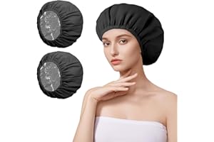 AOGOE 2-pak czapek termicznych do głębokiej kondycjonowania włosów, dwuwarstwowe czapki grzewcze do włosów z gorącym olejem, folia cynowa, czapka grzewcza do włosów, wielokrotnego użytku czepki do