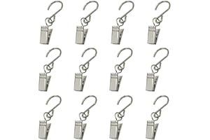 GuangTouL Stainless Steel S Hooks Curtain Clips,Hanging Party Lights Hangers, Curtain Hooks, Apply to Outdoor Light Strings Hooks Courtyards Camping Tents Christmas Decorations Clips(30 Pack)