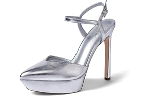 GENSHUO Tacchi Alti con Plateau per Donna 13 CM/5,12 Pollici Décolleté Sexy a Punta con Piattaforma Eleganti Tacchi a Spillo con Cinturino alla Caviglia Scarpe con Tacco a Punta Chiusa per Feste