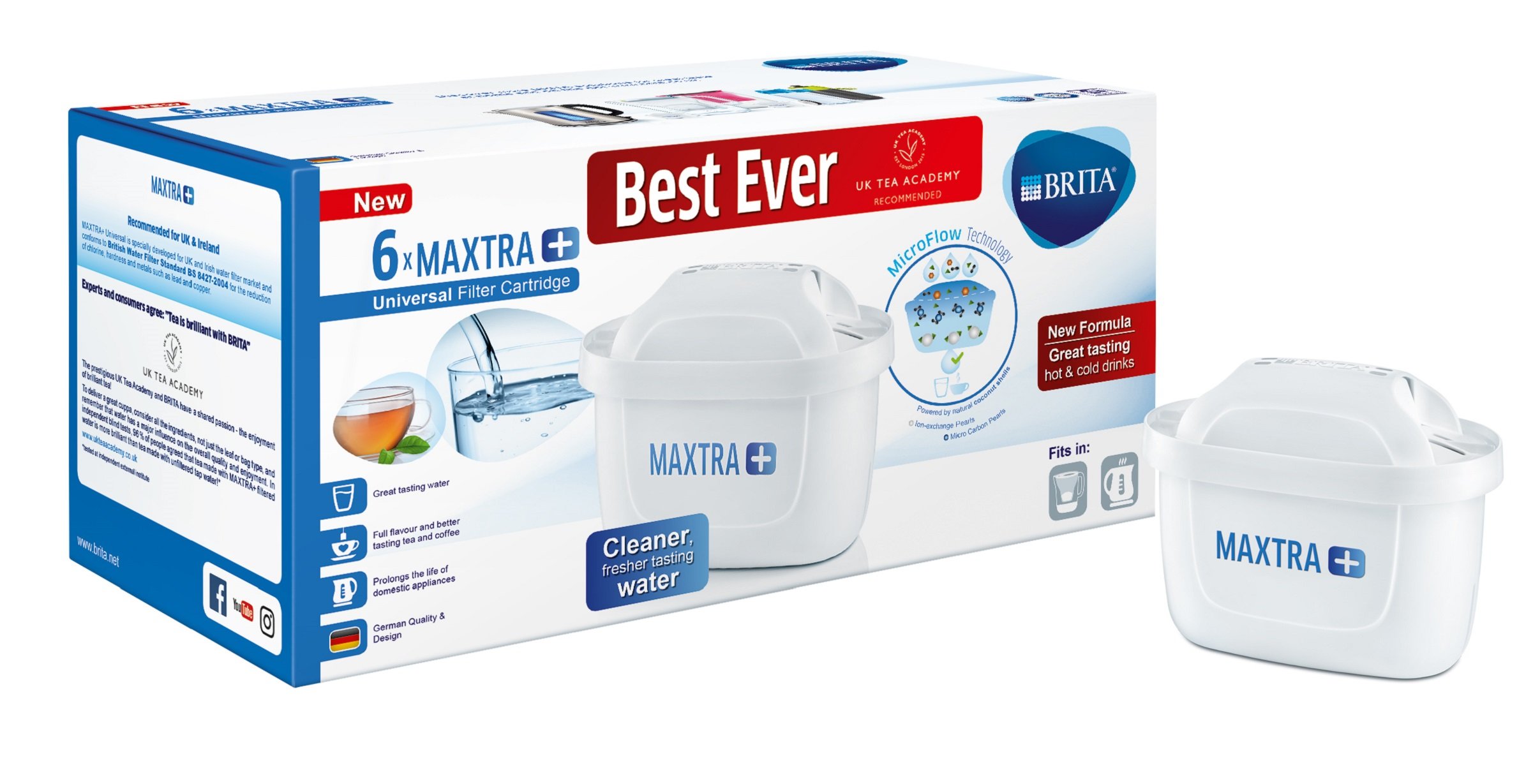 BRITA Maxtra+ Plus Water Filter Cartridges, White, Pack of 6 (UK