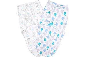 Vicloon Baby Swaddle Coperta, 2Pcs Copertina Avvolgente Regolabile per Neonato, Sacco Nanna Swaddle per Bebè, Copertina Fasciante Sacchi Nanna in Morbido Cotone per Neonati