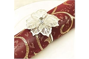 ANLOO Ronds et Porte-Serviettes, 12 pièces Anneau de Serviette en métal Porte-Boucle de Serviette pour la décoration de Table(Fleur-Argent)