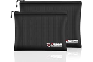 ZAERM Feuerfeste Dokumententasche,2 Größen Feuersichere Wasserdichte Tasche Hülle Beutel Behälter für A4 Dokumente Passport Bankdatei Geld Wertsachen Feuerfeste Geldtasche (Schwarz)