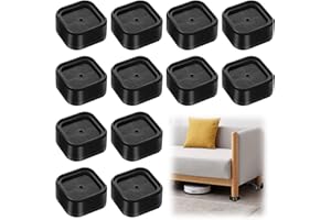 Qivine Bed Risers 12 Pack, 1 Inch/2 Inch/4 Inch Heavy Duty Furniture Risers, Adjustable Chair Raisers, Stackable Sofa Risers Anti Slip Desk Risers for Sofa, Table, Chair Raisers Black