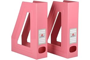 Acrimet Revistero Plástico, Organizador de Revistas, Periódicos y Documentos (Color Rosa) (Paquete de 2)