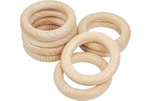 RUBY 8 Anneaux de Dentition en Bois de hêtre, Jouets à Mâcher en Bois pour Bébé, Anneaux d'Artisanat en Bois, Artisanat, Outils, etc. (Ø 7cm / 2,55in)
