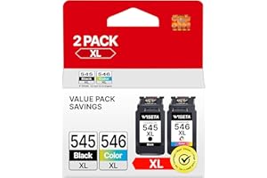 WISETA 545XL 546XL Ink Cartridges Replacement for Canon 545 546 Ink Cartridges PG-545 CL-546 XL for Pixma TS3350 TS3355 TS3150 TS3300 TR4550 MG2550S MG3050 TR4500 TS3100 TR4551 TR4650 MX495(1 Black,1 Colour)