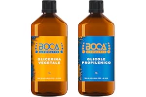 Kit Base VG/PG 2L - 1L Glicerina Vegetale + 1L Glicole Propilenico | 50-50 | 100% Prodotto in Italia - Purezza Farmaceutica Certificata - BOCA AROMATIC ITALIA