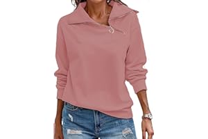 Cuptacc Womens Sweatshirts Quarter Zip Jumper Women V Neck Long Sleeve Tops Basic Casual Swearshirt without Hood Pullover