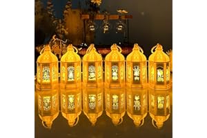 ‎FUFRE FUFRE Ramadan Deko Laterne, 6er Set Ramadan Kareem Dekoration Laterne mit Warmweiß LED Licht, Eid Mubarak Dekoration Mond Stern Laterne Hängend Ramadan Deko Lampe für Muslimische Festival Dekorative