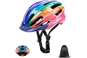 ONBROS Kids Bike Helmet for Boys & Girls Ages 5-7-9-10-12-14 Adjustable Kid Cycle Helmet with Visor & Light, Lightweight & Safe for Cycling Scooters and Skating 50-57cm