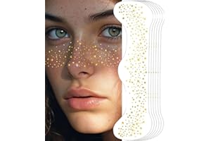 ETRSAIRL Glitter Freckles Tattoo Face, Stars Dots Stickers Make-Up, Pack of 6 Temporary Sparkle Freckles Film, Waterproof and Easy to Remove for Festival, Party, GoldA