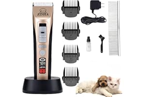SKUKKY Leise Hundeschermaschine Profi Schermaschine Hund Katze Tierhaarschneidemaschine Elektrische Hundetrimmer Schnurlosen Haarschneidemaschine mit 5 Geschwindigkeiten für Hunde, Katzen, Haustiere