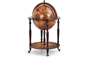 ‎GOPLUS GOPLUS Globusbar Vintage mit Rollen, Barwagen mit Deckel & Bodenplatte, Tischbar Weltkugel Dekobar Hausbar für Wein