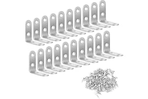 KOSHIFU 20 Pz Supporti Angolo Retto Mensole Staffe Angolari in Acciaio Inossidabile 90 Gradi Staffa a Forma di L Angolo Retto 40 x 40mm per Scatole Finestre Cassetti Sedie Armadi Argento con 80 Viti