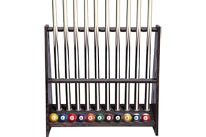 Futchoy 10-Loch Billard Queue Halter, Queueständer aus Hochdichtplatte mit Bionik-Holzmaserung, Pool Queue Rack für Billardstangen/Fischstäbe/Golfschläger, Billard zubehör für Heimspielzimmer/Bar/Club
