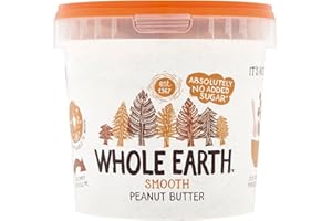 Whole Earth - Crema de Cacahuete - 1 kg - Sin Azúcar Añadido y Sin Gluten - Apta para Veganos - Fuente de Fibra y Proteínas - Ideal para Untar en Pan o Tostadas