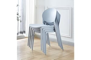 Hallowood Furniture Stoker, Modern Solid Back Grey Chairs, Assembly Free Plastic Stacking Chairs, Dining Chairs for Home, Office, Pub, Bar and Restaurant