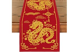 Artoid Mode Dragon Chinese New Year 2026 Table Runner, Seasonal Winter Kitchen Dining Table Decoration for Home Party Decor 40x140 cm