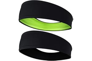 EasYoung 2-Pack Headbands for Men Women, Sweat Wicking Headbands for Sports Fitness Yoga Running Elastic Non Slip, Unisex