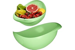 GMYIAK 2 Stück Robustes Reiswaschsieb, Sieb für Gemüse/Reis, Sieb zum Reinigen von Obst, Gemüse und Bohnen, großes Fassungsvermögen, schnelles Abtropfen (Grün)