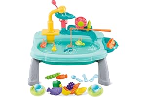 Ark miido Küchenspüle Spielzeug mit fließendem Wasser, kinderwaschbecken mit Wasserhahn, Waschbecken Spielzeug für die Spielküche, schwimmendes Angelspielzeug für Wasserspiel